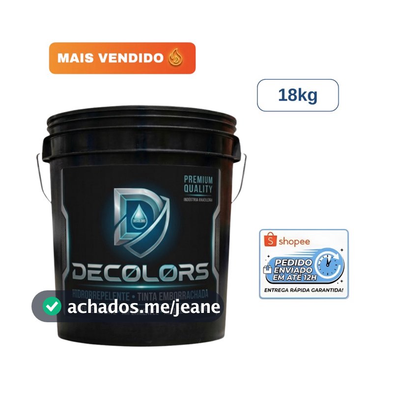 Tinta Borracha Líquida Impermeável 18kg-4kg Decolors Lajes-Muros-Fachadas-Telhados Lavável Envio 12h