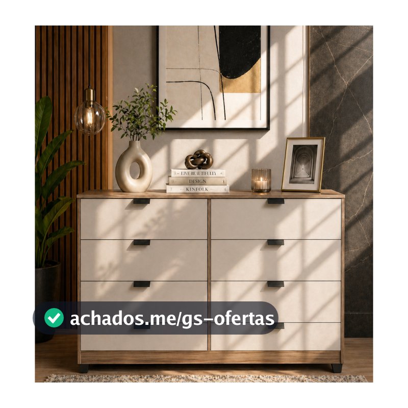 Cômoda Industrial 8 Gavetas P/ Quarto Casal Design Moderno Adulto Sapateira Off White Madeirado Espaçosa Cinza Branco