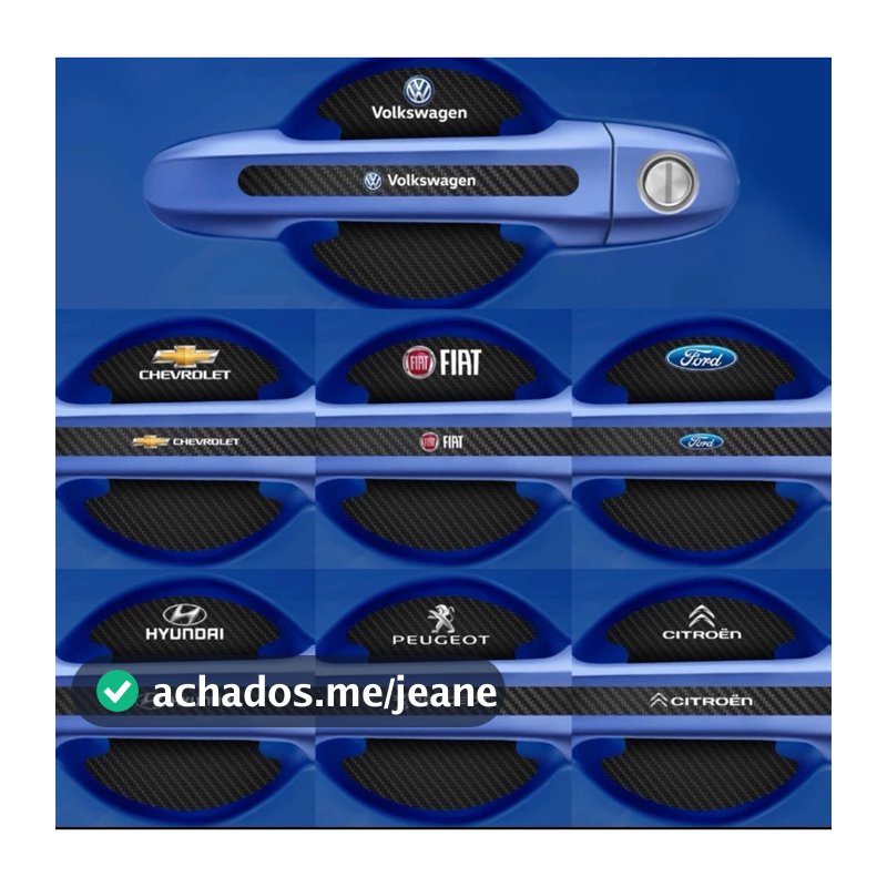 Kit 8 Peças Adesivo Protetor Maçaneta de Porta Efeito Fibra de Carbono Carro Anti Arranhões