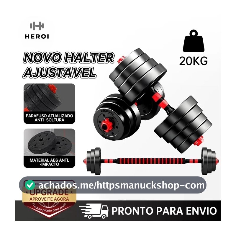 HEROI Kit Halteres de Musculação 15/20kg Treinamento de Levantamento de Peso/Barbell/Kettle
