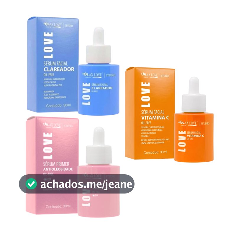 Kit 3 Sérum Facial Clareador e Antissinais Max Love Skincare Escolha o Seu