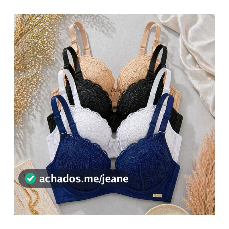 Kit C/4 Sutiãs RENDADO Reforçado Com Bojo Premium Push Up Soutien Efeito Silicione PROMOÇÃO