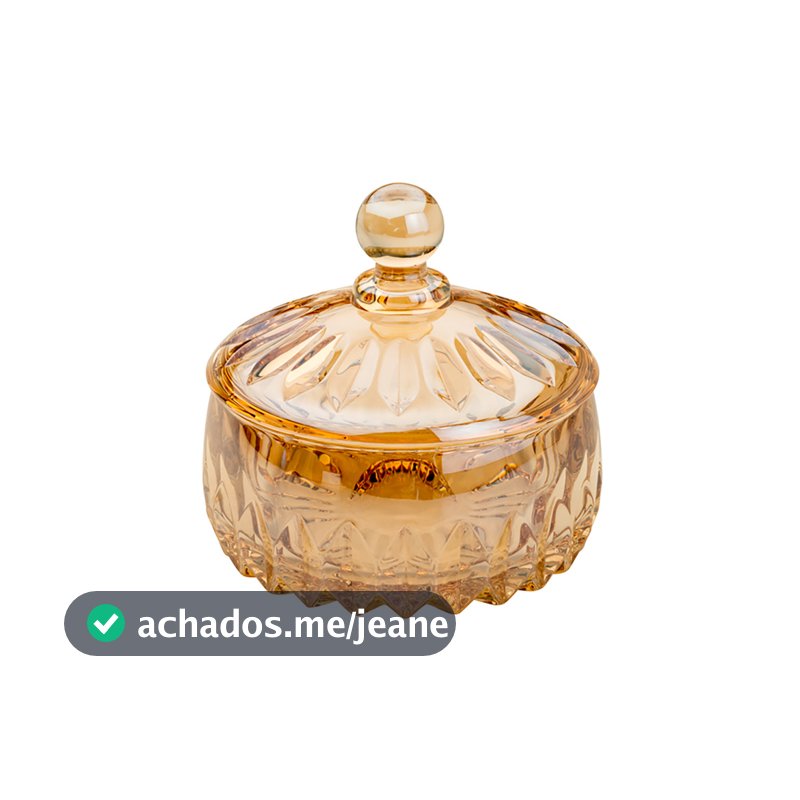 Bomboniere de Cristal Âmbar Metalizado com Tampa Wolff 11cm - Baleiro e Porta-Doces Decorativo