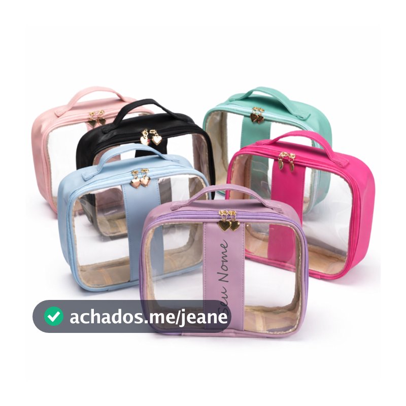 Nécessaire PVC Impermeável Personalizada com seu nome com Alça e Zíper Coração