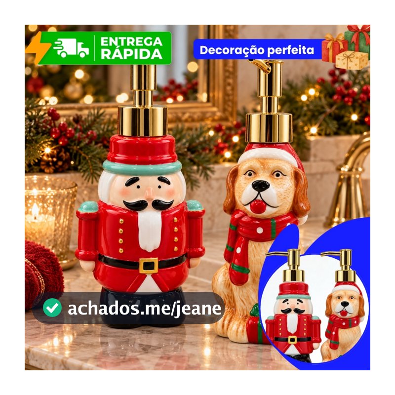 Dispenser Sabonete Líquido Natalino Cerâmica 230ml Decoração Banheiro Presente Diversos Modelos