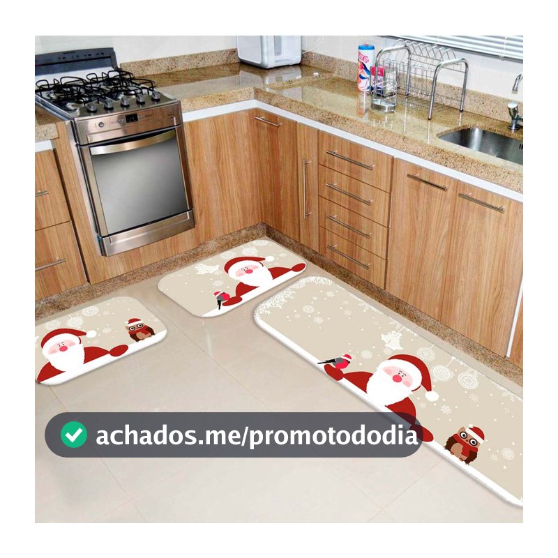 Kit Tapete de Natal para Cozinha 3 peças Christmas - PROMOÇÃO - Direto de Fábrica - Envio Imediato!!