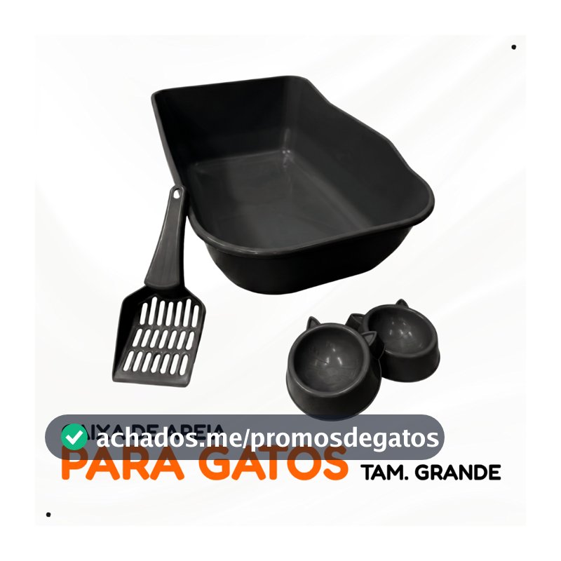Kit Caixa de Areia Grande + Comedouro + Pá Higiênica para Gatos Grande Pet Bandeja Pipcat