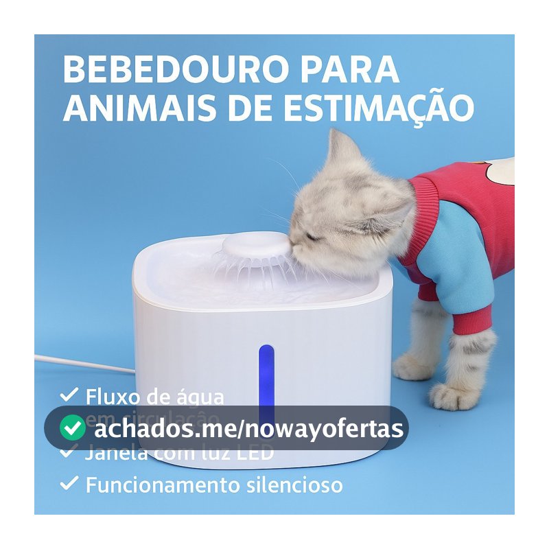 Bebedouro Fonte de Água Automático com Filtro para Gatos e Cachorros 3L