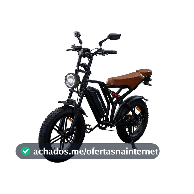 E-bike 750W Bicicleta Elétrica Fat Bateria de Lítio Removível E-bike Wehawk Wx-19 48V 15Ah Marrom