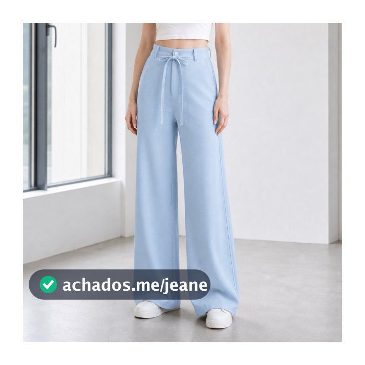 Calca pantalona 5087  tecido marrant fita de amarrar dupla cintura com bolso frontal