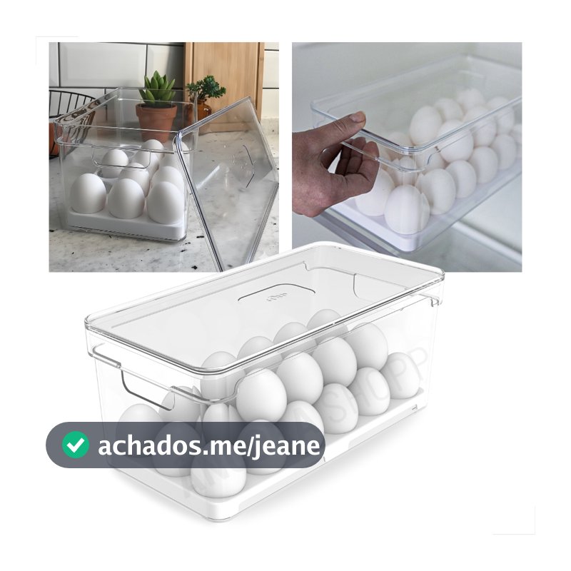 Porta Ovos e Organizador de Geladeira Com Tampa Clear Fresh 36 Unidades em Acrílico Ou Multiuso