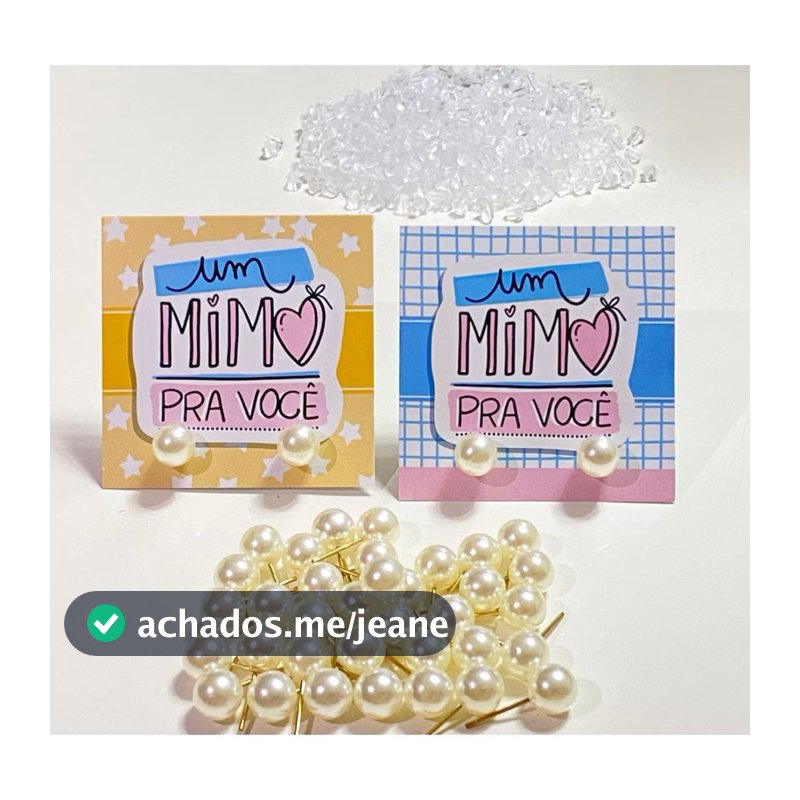 Tag de Agradecimento + 100 Pares Brinco Pérol /6mm com Tarracha Silicone | Tag 5x5cm Couchê Brilho 180g Impressão 4x0