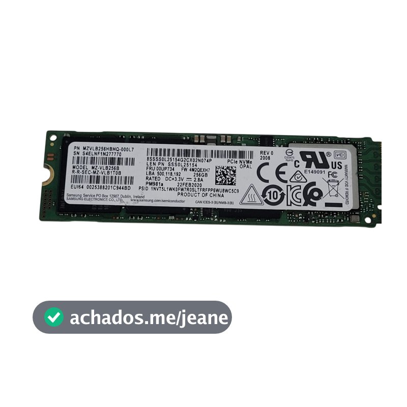 Ssd Nvme Samsung 256gb Pcie G3 X4 Mz-vlb256b (ML472)