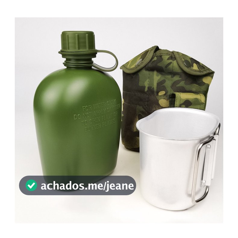 Kit 3 PCS Cantil Portátil 1L para Camping  COM Bolsa Portátil Para Garrafa de água+Copo de Alumínio