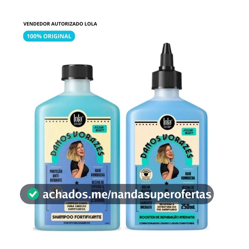 Kit Danos Vorazes Shampoo 250ml +  Booster Condicionador 250ml Lola Cosmetics