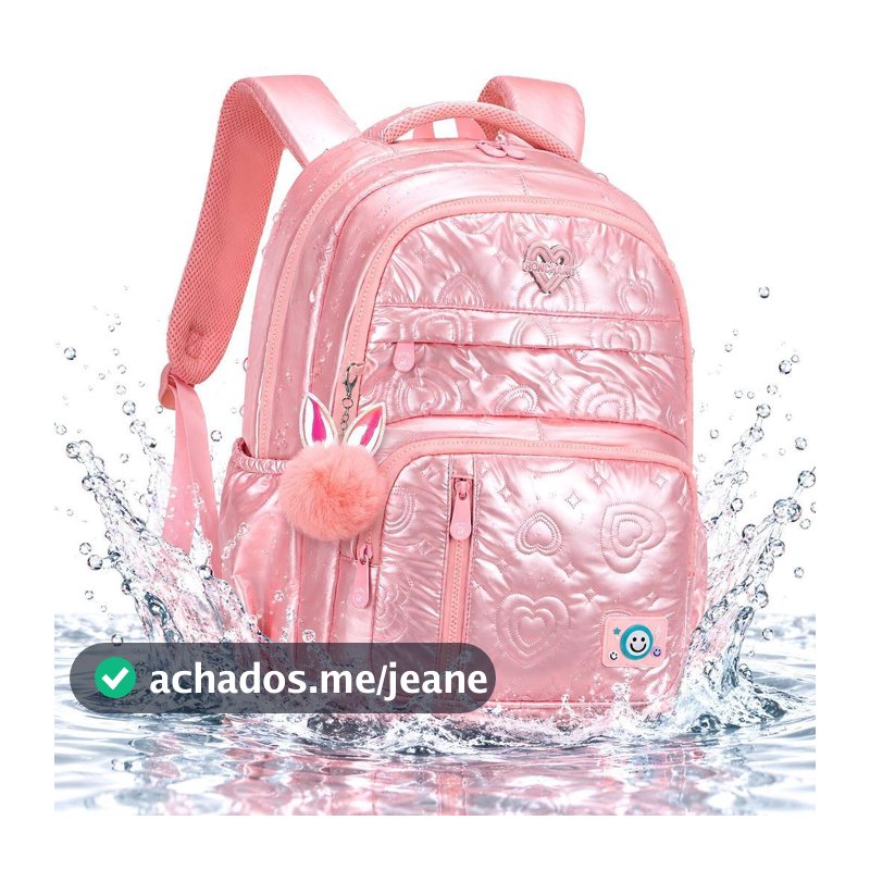 Mochila Feminina Escolar Infantil  Puffer Acolchoada Grande Capacidade Resistente à Água para Escola e Volta às Aulas