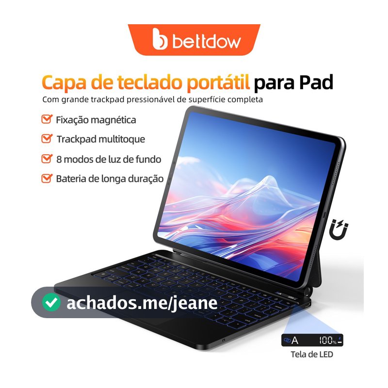 Teclado magnético BETTDOW para iPad 2025 A16 Gen10 Air11 (M3) Air4/5 10.9  Air6 11 M2  Pro11 2018-2022 Gen10