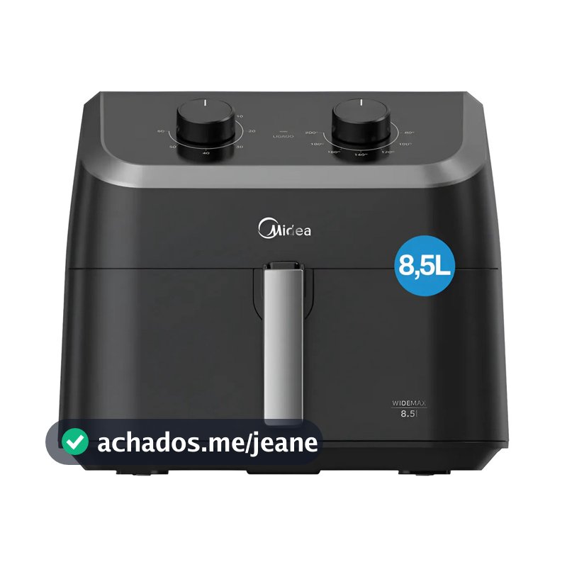 Fritadeira Elétrica Air Fryer Midea FWM85P1 Widemax 8,5L Preta