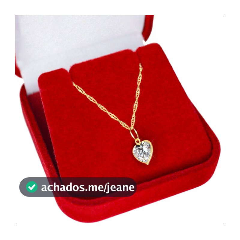 Cordão Feminino Ouro 18k Ponto De Luz Coração 6mm