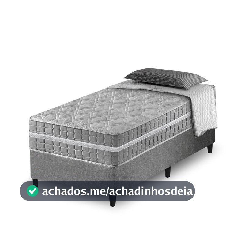 Cama Box Solteiro Cinza + Colchão Molas Ensacadas Zidi Alabama 88x188x61cm