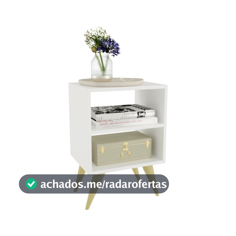 Mesa de Cabeceira Retrô Compacta com Nicho para Quarto Sala Casal ou Solteiro Palma