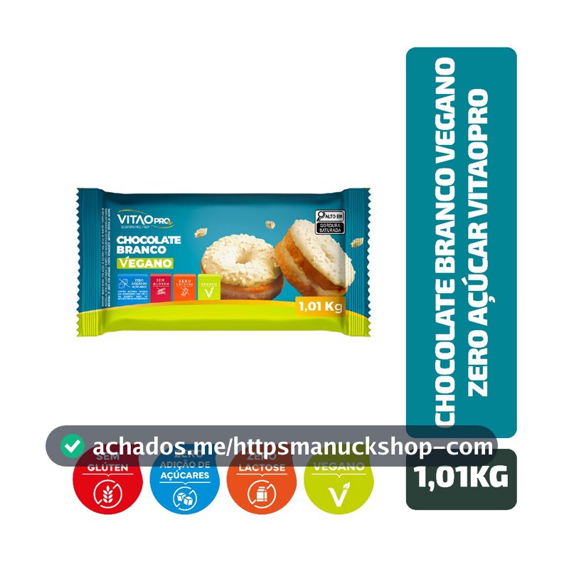 Chocolate Branco Vegano Zero Açúcar VitaoPRO 1,01 Kg