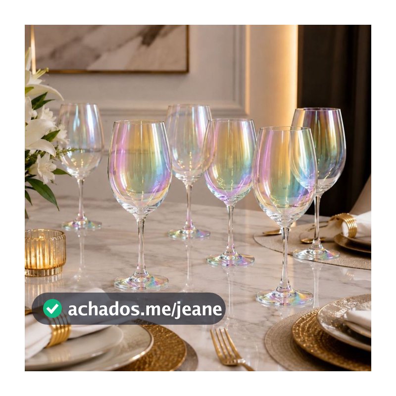 Jogo 6 Taças de Cristal Furta-Cor 450ml Elegante 26420 - Vencedor