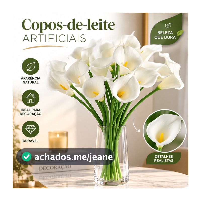 Kit 10 Hastes Vara de Copo de Leite Toque Real Artificial