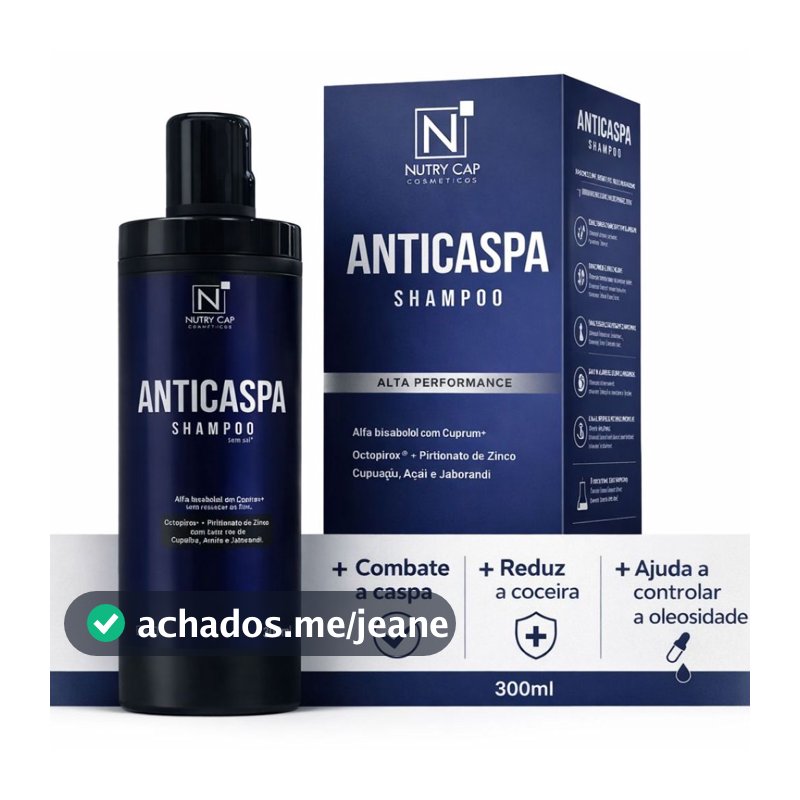 Shampoo Anticaspa Coceira Dermatite Seborreica Controle Caspa 300ml Nutry Cap