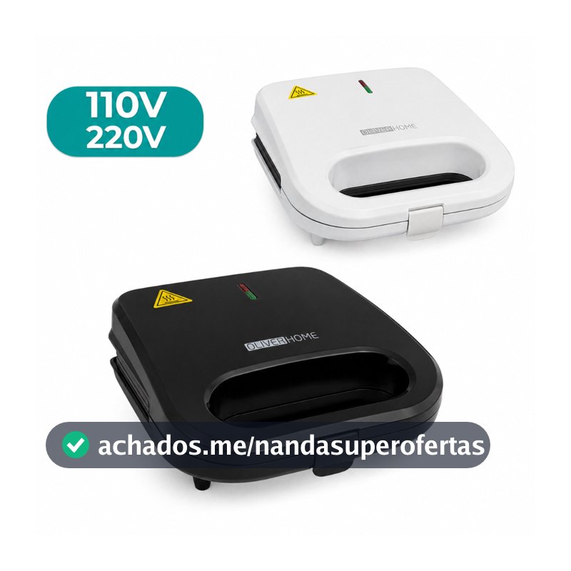 Sanduicheira Elétrica e Grill Família 2 em 1 - Inox antiaderente - 750W Oliver Home