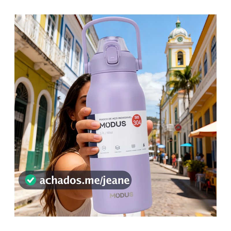 Modus Garrafa Térmica De Viagem Inox 1700ml Água Com Canudo