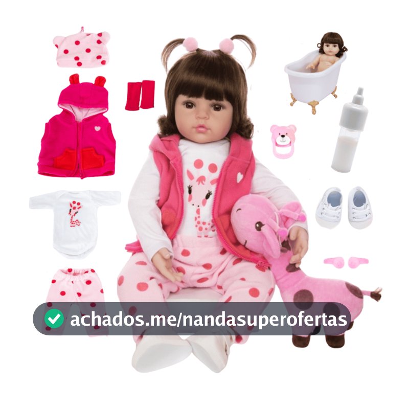 Boneca Reborn Bebê Girafinha Luxo Original Realista de Silicone Menina Pode Dar Banho Envio Imediato