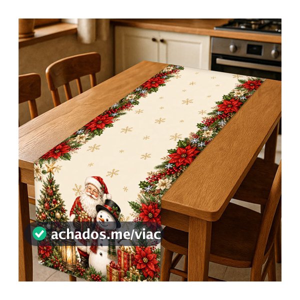 Trilho Caminho De Mesa Decoração Tema Natal Medidas