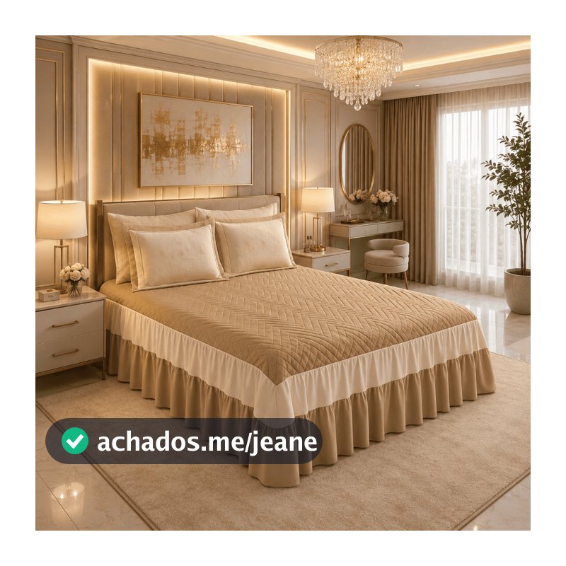 Colcha Cobre Leito Cama King Barbara 3 Peças Cor Avelã