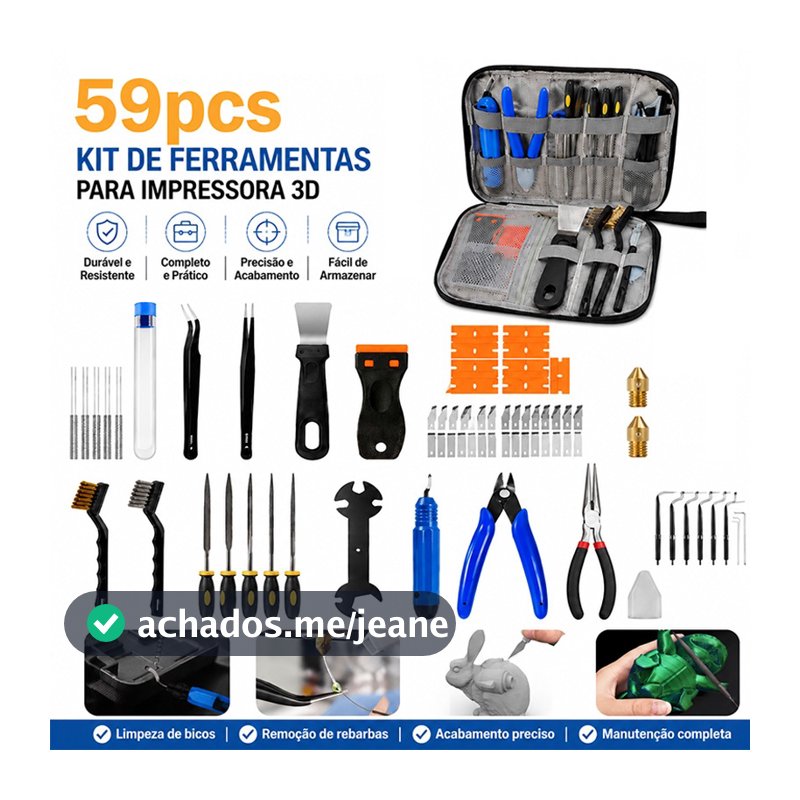 Kit 59 Peças Ferramentas Impressora 3D Acessórios Limpeza Bico Estilete Pinça Alicate Compatível Bambu Lab