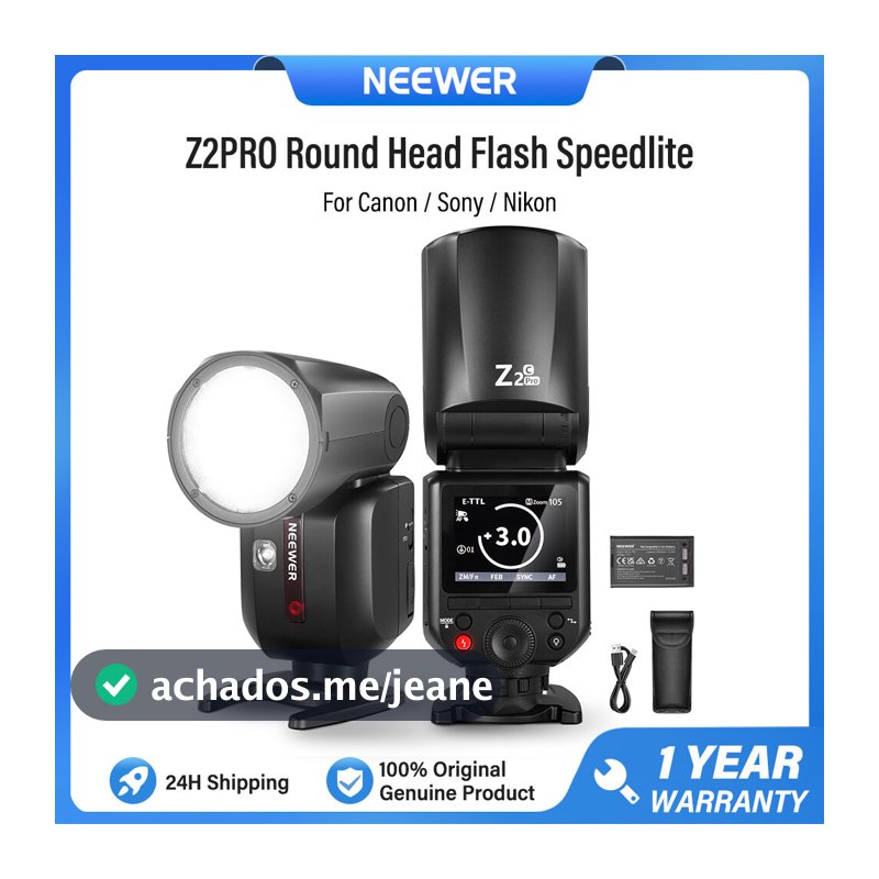 NEEWER Z2PRO 2.4G TTL Cabeça Redonda Flash Speedlite Para Câmera Canon Sony Nikon Fujifilm , Tubo De Quartzo Atualizado