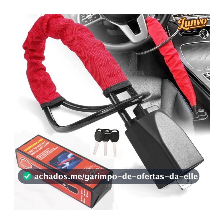 Trava Antifurto para Volante Carro Cinto Segurança Veiculo 3 Chaves