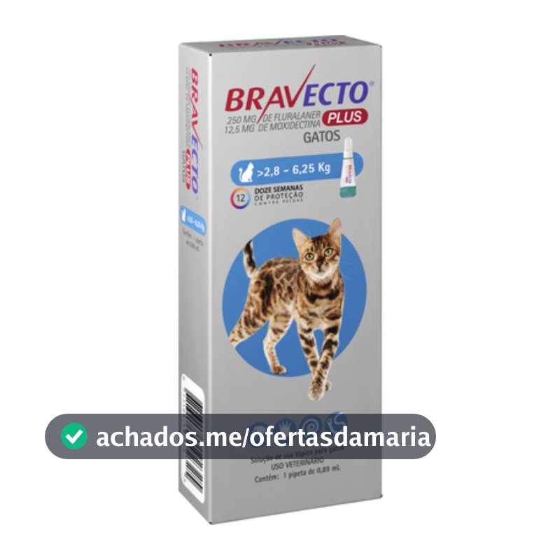 Bravecto Plus Gatos Transdermal 2,8 A 6,25Kg 250Mg Vermifugo