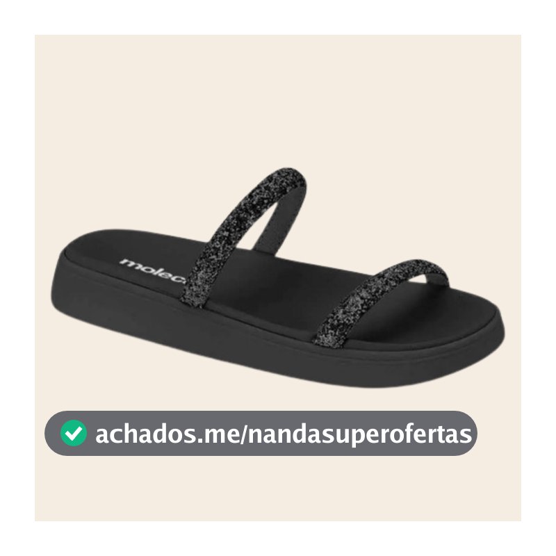 Sandália Papete Feminina Moleca Gliter Plataforma Conforto