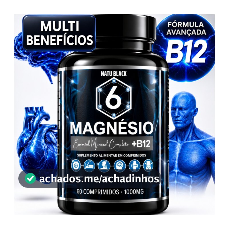 6 Magnesio Com B12 Original METILCOBALAMINA Super Fórmula 01 POTE PARA 2 MESES - ENVIO IMEDIATO
