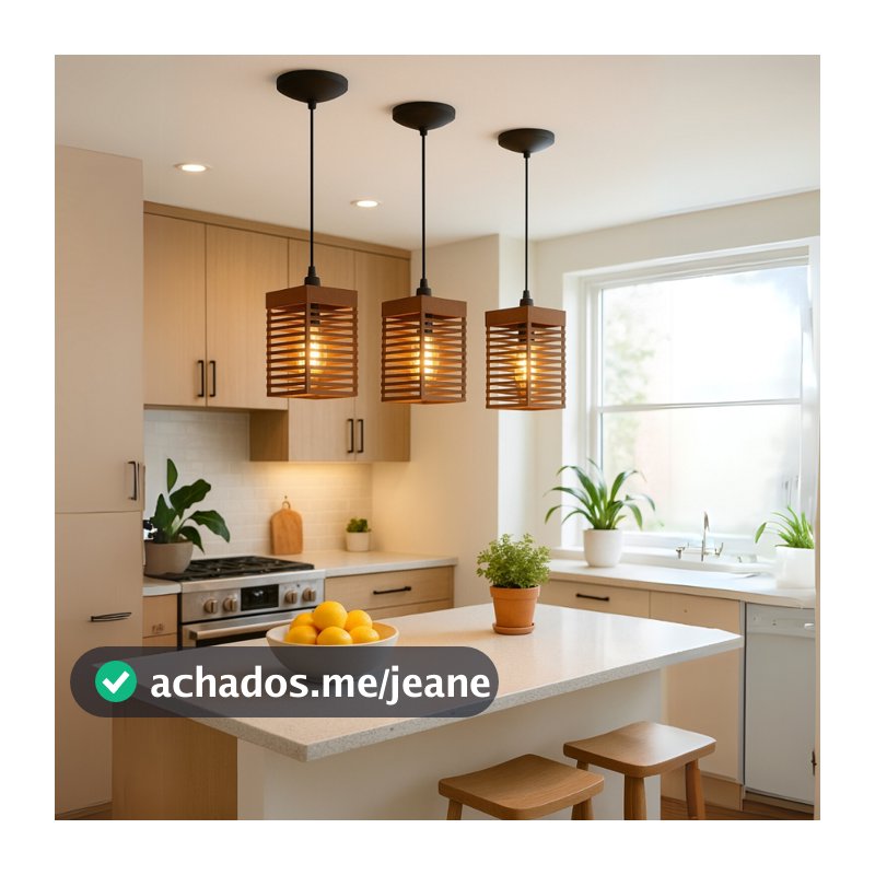 Kit 3 Luminária Pendentes Oriental Para Sala Cozinha Escritório Bivolt Cor Marrom - 3tm