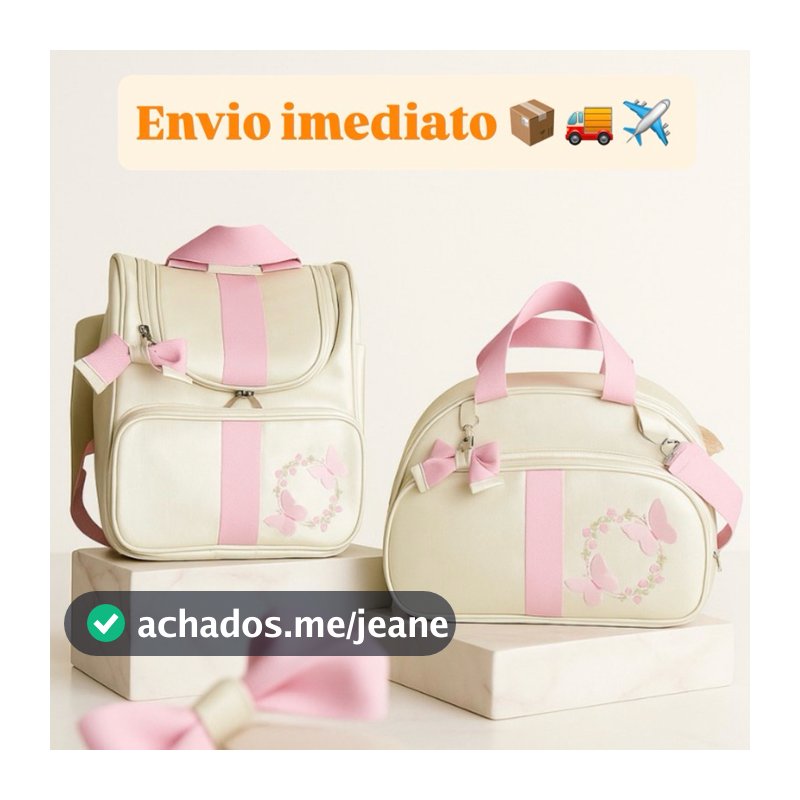 Bolsa Maternidade Kit 2 peças mamãe e bebê  Bordado Borboletas/ Safari / impermeável luxo / sintétic