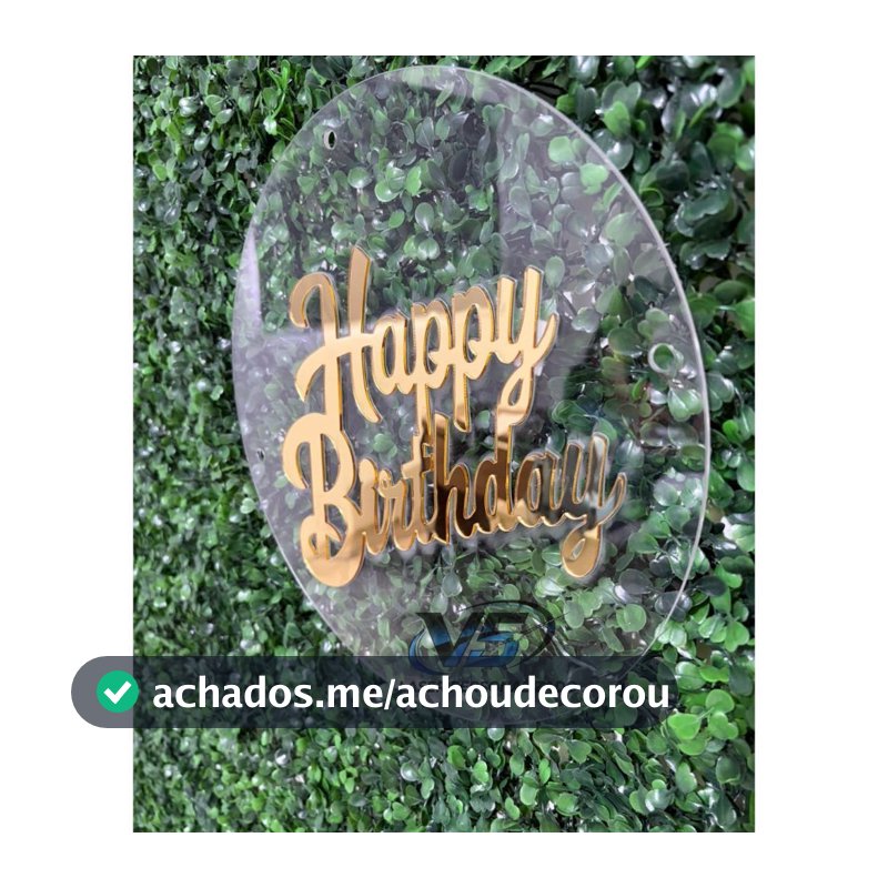 Placa Decorativa Happy Birthday Acrílico Cristal Premium 3D