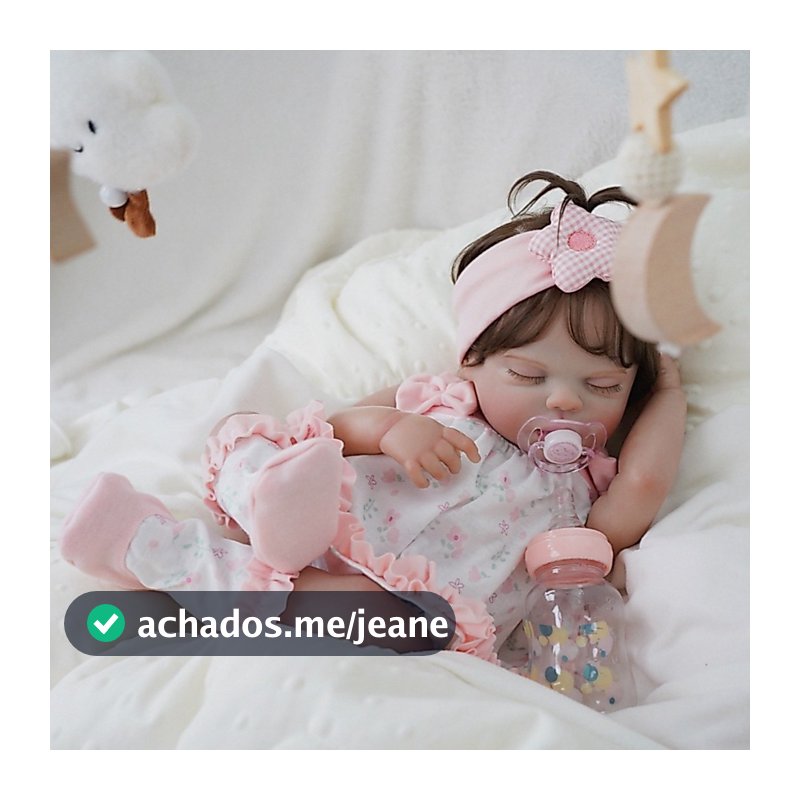 Bebê Reborn Boneca 100% Silicone 48cm Menina Olho Fechado Rosa