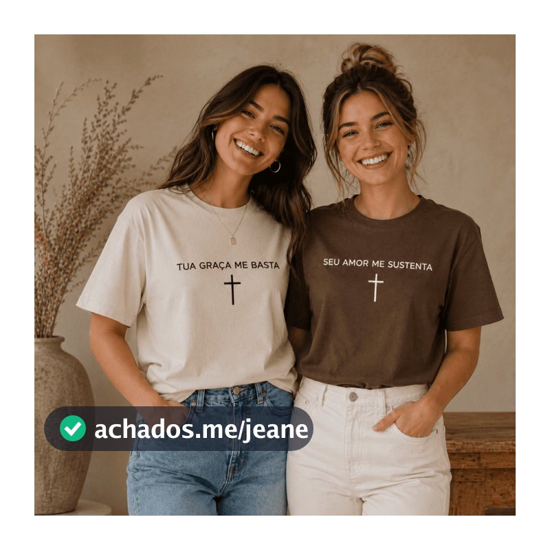 Kit 2 Camisetas Cristã Feminina – Tua Graça & Seu Amor | Igreja Casual 100% Algodão Moda Feminina