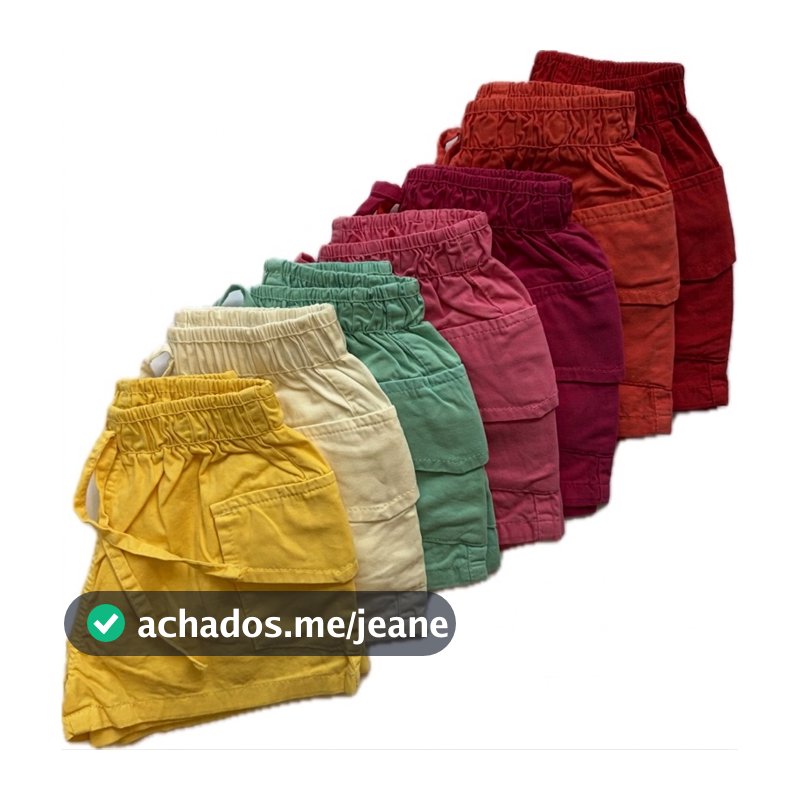 Short Cargo Infantil Menina Com Elástico Cintura Blogueirinha Bolsos Laterais Verão Confortável