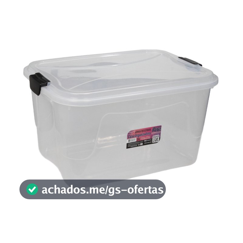 Caixa Organizadora Transparente Multibox 15L Com Tampa E Trava