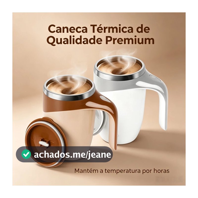 Caneca Misturadora Automática Elétrica USB Bateria Recarregável Mixer Café 380ml Inox para Café