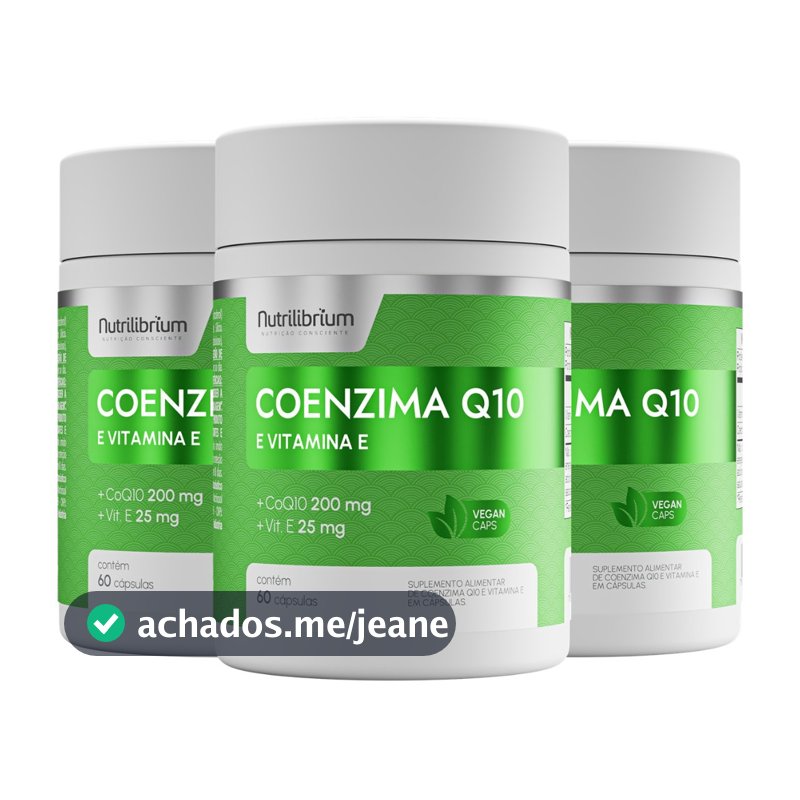Kit 3x Coenzima Q10 Coq10 200mg Vitamina E 180 Caps 3 Meses Nutrilibrium