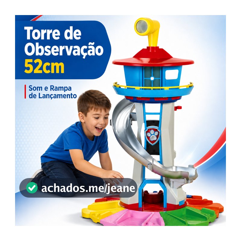 52cm Torre de Observação dos Filhotes Base de Resgate com Som e Rampa de Lançamento Brinquedo Presente para Crianças